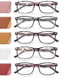 JOLISU 5 Pack Reading Glasses for Women, Spring Hinges Lightweight Readers Glasses(1.50)