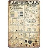 NEGLAI Taekwondo Knowledge Tin Sign Home Bedroom Vintage Decor Wall Art Gyms Fitness Centers Bar Club Poster Man Cave Metal Sign 16x12 Inches