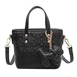 Luxury Geometric Diamond Pattern Small Crossbody Bag for Women |，trendy Textured Bucket Handbag with High-end Appeal (Black belt pendant)