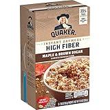 Pack of 4 - Quaker Instant Oatmeal, High Fiber, Select Starts, Maple Brown Sugar, Breakfast Cereal,1.58oz-8 Packets Per Box