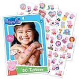 Savvi - 50 Peppa Pig Temporary Tattoos: Skin-Safe Ink, Great for Birthday Parties, Gifts for Boys and Girls Ages 4-12+, Made in the USA [6 sheets, 50 count]