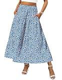 Zeagoo Women's Summer Boho Flowy Swing Tiered A-Line Midi Skirt Casual Elastic High Waist Skirts for Women 2025 Summer Dresses