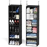 SpaceAid 2 Pack Hanging Closet Organizer and Storage with Dividers, 24 Compartments Hanging Shoe Shelves for Closet, Wardrobe, RV, Garment Rack - Black