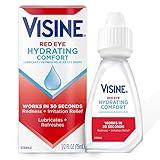 Visine Red Eye Hydrating Comfort Redness Relief and Lubricant Eye Drops to Help Moisturize and Relieve Red Eyes Due to Minor Eye Irritations Fast, Tetrahydrozoline HCl, 0.5 fl. oz