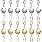 12 Pieces Locking Magnetic Jewelry Clasp Round Necklace Clasp Closures Bracelet Extender for Jewelry Making (Gold, Silver)