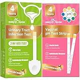Easy@Home Vaginal pH + UTI Test Strips: Yeast Infection | BV Testing Kit for Women, Urinary Tract Infection and Vaginal pH Balance Test Strip Kits, 4 Urine Tests | 4 Vaginal pH Feminine Health Test