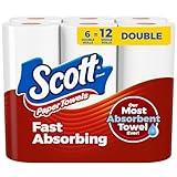 Scott Paper Towels, Choose-A-Sheet, 6 Double Rolls = 12 Regular Rolls (100 Sheets Per Roll)