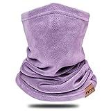 Kids Neck Warmer Gaiter Winter Fleece Face Neck Cover Balaclava Cold Weather Windproof Face Mask for Boys Girls Light Purple