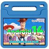 Android 14 Kids Tablet, 2025 Upgraded 10.1 Inch Tablets with Octa-core Processor, 6000mAh Battery, Kid Space, Parental Control,Pre-loaded Kids Apps, 2.4/5GHZ Dual WiFi, Protective Case Included - Blue