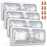 Aaleds RV Lights Interior, 12 Volt Led Lights 1000LM, Camper Lights 8W, RV Led Lights Interior Fixtures 12V, RV Ceiling Dome Light with Switch for RV/Camper/Trailer/Boat/Car (Natural White, 4Pack).