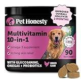 Pet Honesty Multivitamin Dog Supplement, Glucosamine Chondroitin for Dogs, Probiotics, Omega Fish Oil, Dog Supplements & Vitamins, Dog Vitamins for Skin and Coat Allergies, (Chicken 90 ct)