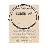 MAOFAED Addiction Recovery Gift Inspirational Morse Code Bracelet 12 Step Gift AA NA Gifts Recovery Bracelet (sober code br)