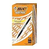 BIC Soft Feel Black Retractable Ballpoint Pens, Medium Point (1.0mm), 36-Count Pack, Black Pens With Soft-Touch Comfort Grip