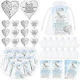 Fumete 20 Sets Memorial Angel Sign Coins Set Funeral Pocket Token Lucky Pocket Angel Coins Heart Pocket Hug Token Poem Cards Funeral Heaven Prayer Cards Organza Bags Gift Bag Angel Charms for Family