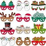 Menzcci 12pcs Christmas Party Paper Photo Booth Props Glasses Frames Christmas Eyeglasses Decorations for Christmas Stocking Stuffers Party Favors Gifts