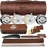 Henviro Leather Shoe Shine Kit For Men - 13 PC Shoe Polish Kit, Leather Boot Care, Shoe Care Kit Christmas Birthday Gift
