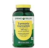 Spring Valley Turmeric Curcumin 500mg, with Ginger Powder General Wellness, Dietary Supplement, Vegetarian Capsules, 500 mg, 250 Count