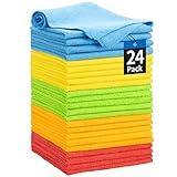 HOMERHYME Microfiber Towels for Cars, 24 Pack Microfiber Cleaning Cloths, 11.5"*11.5" Cleaning Rags Towels Bulk Absorbent Lint-Free, All-Purpose for Detailing, Office, Household Cleaning