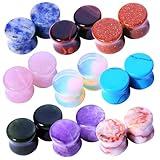 BodyJ4You 18PC Body Piercing Stone Plugs - Ear Stretching Kit - Gauges 4G (5mm) - Saddle Double Flared Tunnels Expander Stretchers Earrings - Men Women Unisex Jewelry