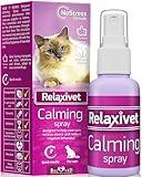 RELAXIVET Calming Pheromone Spray & Scratch Repellent for Cats - Reduces Scratching Furniture, Pee - During Travel, Fireworks, Thunder, Vet Zone - Helps to Relief Stress, Fighting, Hiding