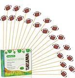 Crafterlife 100pcs Football Cocktail Picks Decorative Toothpicks Fruit Sandwich Skewers Dessert Sticks for Rugby Ball Super Bowl League Sports Catered Events Decorations Party Supplies