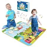 Foki 3-in-1 Musical Mats, Child Floor Piano Drum Animal Music Play Mat Montessori Sensory Early Educational Musical Learning Toys for Baby Girls Boys Birthday Toddlers 1-5 Years Old