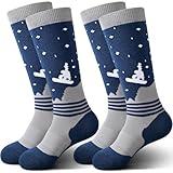 IRAMY Merino Wool Thermal Warm Socks Kids Knee High Winter Snow Socks Boys Toddler Girls 2 Packs for Snowboarding Skating Skiing Cold Weather