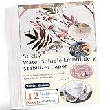 Jecqbor Water Soluble Stabilizer for Embroidery Printable 12PCS 8.5''x 11'' Stick and Stitch Embroidery Paper Wash Away,Dissolvable Backing for Hand or Machine Sewing Supplies