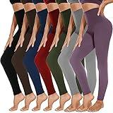 we fleece 7 Pack Leggings for Women Non See Through-Workout High Waisted Tummy Control Tights Yoga Pants