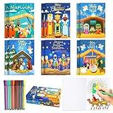 HOWAF 12pcs Christmas Nativity Coloring Books with 12 Paint Pens,Religious Christmas Coloring Page for Xmas Holiday Kids Favors,Christian Bible Jesus Nativity Drawing Book for Christmas Activities