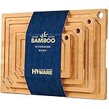 Hiware 4-Piece Extra Large Bamboo Cutting Boards Set for Kitchen, Heavy Duty Cutting Board with Juice Groove, Bamboo Chopping Board Set for Meat, Vegetables - Pre Oiled