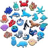 25Pcs Sea Animals Shoe Charms for Croc Clogs Decoration, Under The Sea Marine Life Shoe Decoration for Adults Teen