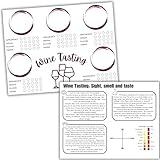 20 Wine tasting scorecards and 5 wine guides for blind wine tasting party. 25 piece kit for your wine tasting party. Blind tasting 101.