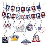 Funnlot 17 Pcs Happy Labor Day Decorations Set with Labor Day Banner, Hanging Swirls, Party Supplies