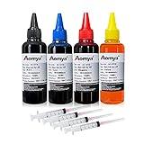 Aomya Ink Refill Kit 100ml for HP 67 61 65 60 62 63 910 920 901 902 932 933 934 940 952 94 95 96 Inkjet Printer Cartridges Refillable Ink Cartridges CIS CISS System 4 Color Set with 4 Syringes