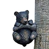 BestGiftEver Adorable Black Bear Decor Resin Yard Statue 13.5" – Bear Cub Figurine for Garden Tree - Wildlife-Themed Outdoor Tree Ornament for Nature Lovers & Outdoor Enthusiasts