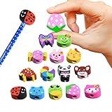 35PCS Fruit Animal Pencil Top Erasers Bulk for Kids,Fun Eraser Caps Cute Topper Erasers for Pencil for Back to School Party Gifts (Pattern Random)