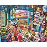 White Mountain Beach Hut Store Puzzle 1000 Piece Summer Jigsaw Puzzles for Adults