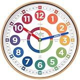 Oyster&Pop Learning Clock for Kids - Silent Telling The Time Teaching Clocks - Non-Ticking Kids Clocks for Bedrooms - Classroom Clocks for Teaching Time - Kids Learn to Tell Time Easily