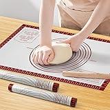 Silicone Baking Mat, Non Stick Pastry Mat Sheet for Dough Rolling, Nonslip Fondant/Pie Crust Mat, Counter Mat Oven Liner Mat for Making Cookies Macarons Bread Baking Supplies Extra Large 26 x 16 Inch