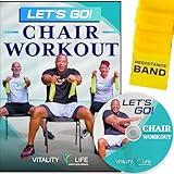 Chair Exercises for Seniors DVD + Band. Fun seated exercise videos. Chair workouts for seniors DVD. Chair aerobics for seniors DVD. Resistance bands DVD workout Videos for women, men, beginners.