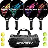 AOBORTY Pickleball Paddles 4 Pack - USAPA Light Graphite Premium Rackets Fiber Face & Polymer Honeycomb Core Pickleball Set with 6 Outdoor Indoor Balls Including Portable Carry Bag