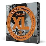 D'Addario Guitar Strings - XL Nickel Electric Guitar Strings - EXL140-3D - Perfect Intonation, Consistent Feel, Reliable Durability - For 6 String Guitars - 10-52 Light Top/Heavy Bottom, 3-Pack