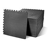 BalanceFrom Puzzle Exercise Mat with EVA Foam Interlocking Tiles for MMA, Exercise, Gymnastics and Home Gym Protective Flooring, 1/2" Thick, 144 Square Feet, Black