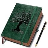 ZXHQ 360 Pages Thick Lined A5 Journaling Notebook, Hardcover Journal for Women Men Writing Notebook, Fine Inner Pocket, Tree of Life Design, 100Gsm Paper - Dark Green