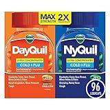 Vicks DayQuil & NyQuil Ultra Concentrated Liquicaps Co-Pack, Cold & Flu Medicine, Powerful Multi-Symptom Daytime & Nighttime Relief for Headache, Fever, Sore Throat, Minor Aches & Pains, & Cough, 96ct