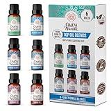 GuruNanda Essential Oil Blends (Set of 6) - Natural Essential Oil Set, Aromatherapy Oil Blends for Diffusers - Breathe Easy, Tranquility, Harmony, Calming Sleep, Relaxation & Thrive