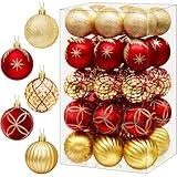 DeckTheHalls Christmas Balls Ornaments, 30 Pcs 2.5 Inch Christmas Tree Decorations for Xmas Tree Hanging, Shatterproof Christmas Ball Ornaments for Festival Home Party Decors, (Red & Gold)