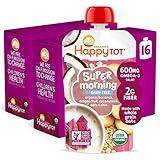 Happy Tot Organics Stage 4 Baby Food Pouches, Gluten Free, Vegan & Dairy Free Snack, Super Morning Fruit & Oat Blend, Bananas, Dragon Fruit, Coconutmilk, Oats & Chia, 4 Oz (Pack of 16)