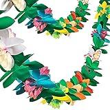 FUTUREPLUSX 2 Pack Tropical Garland Party Decorations, 20ft Multicolored Tissue Paper Hibiscus Flower Summer Banner for Birthday Beach Theme Luau Moana Hawaiian Party Supplies Jungle Decor